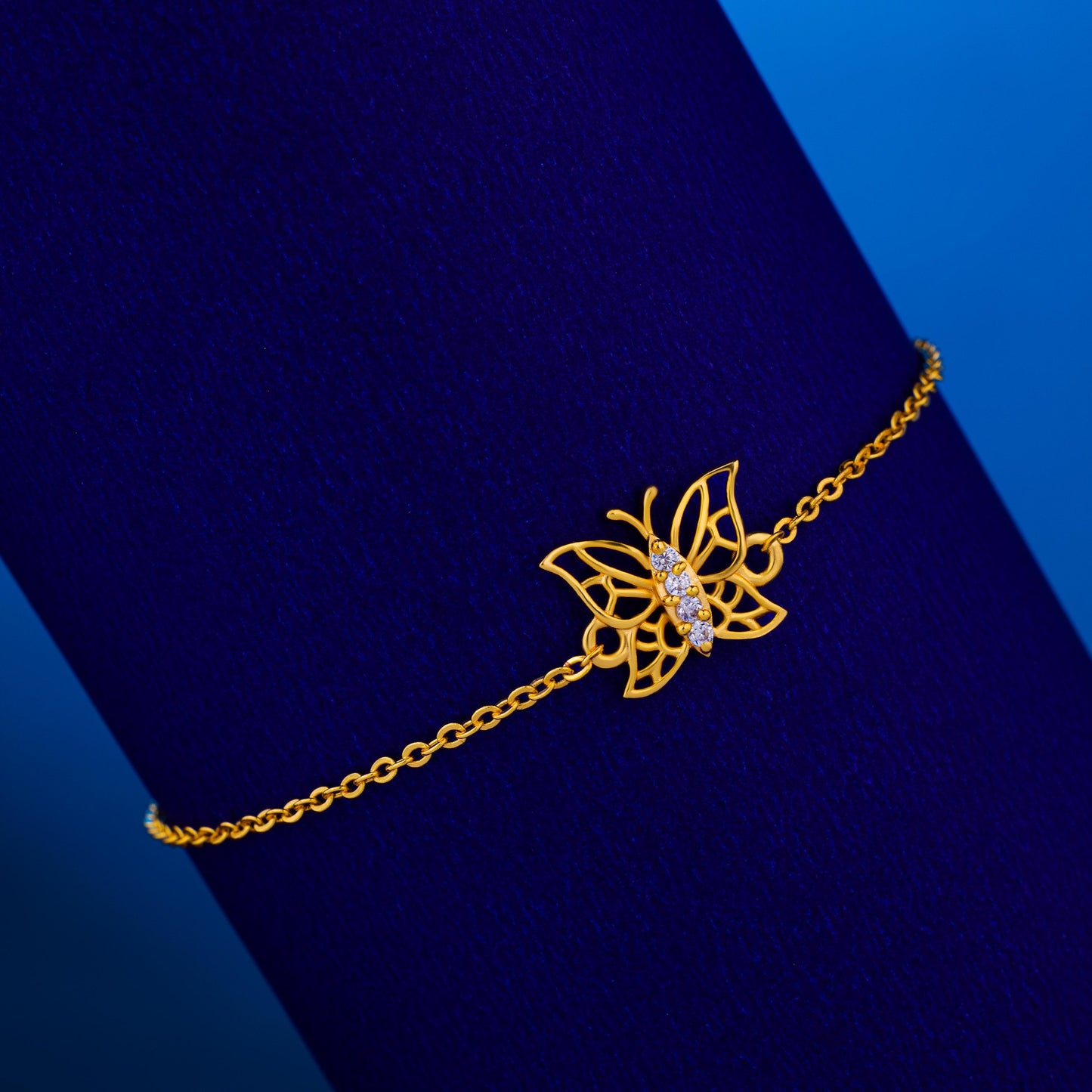 golden butterfly bracelet with diamonds