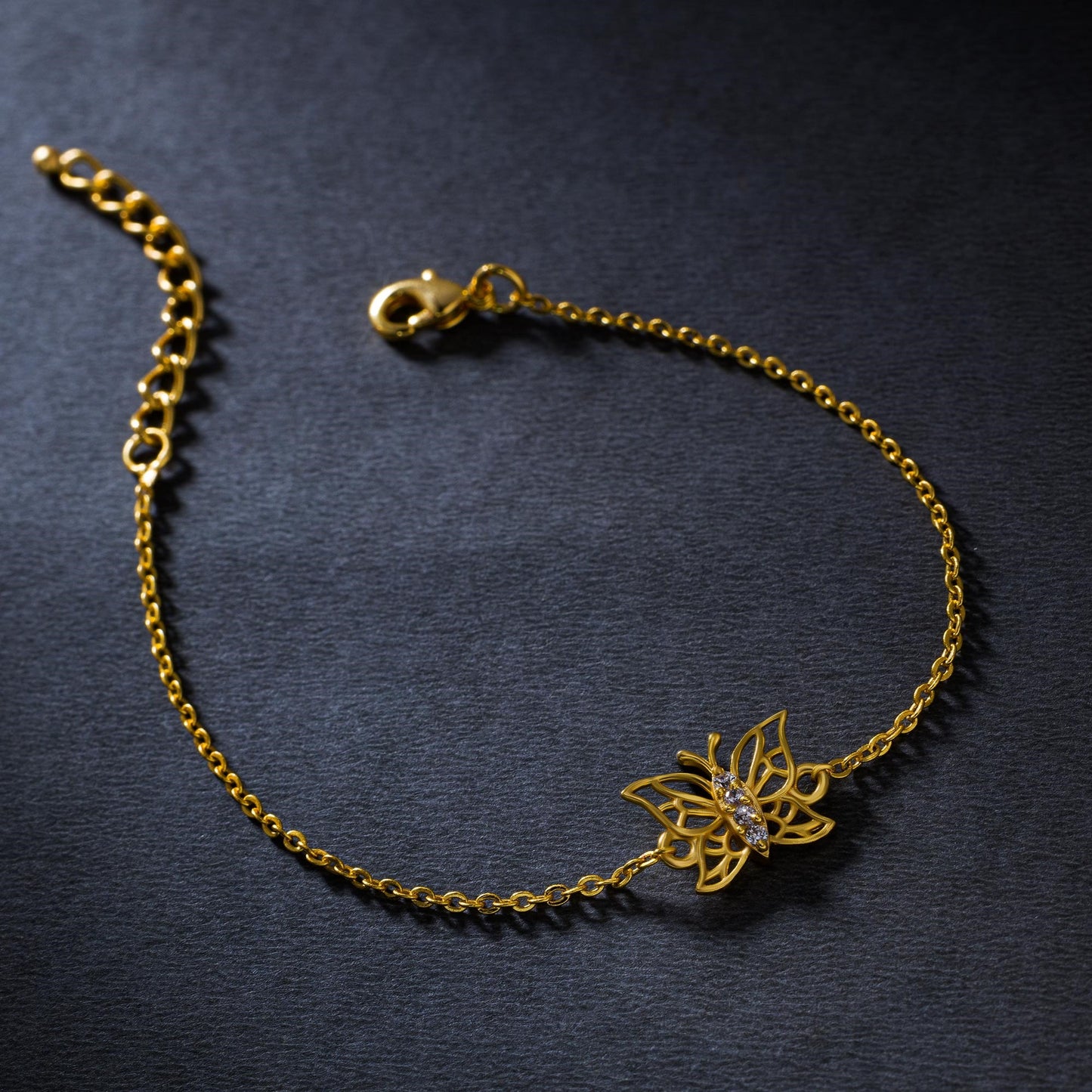 golden butterfly bracelet with diamonds