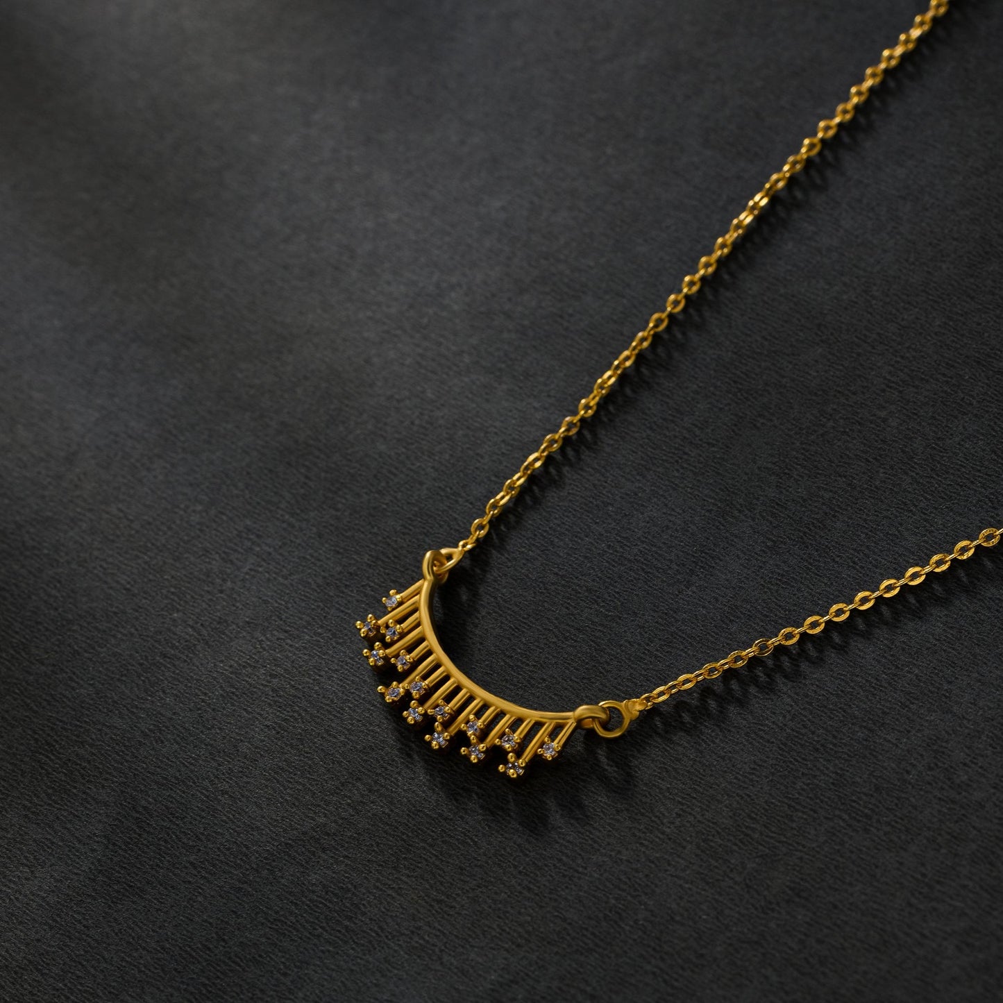 golden necklace with diamonds