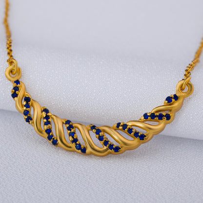 Golden Necklace with Sapphire Stones