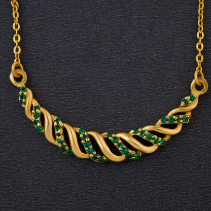 Golden Necklace with Sapphire Stones