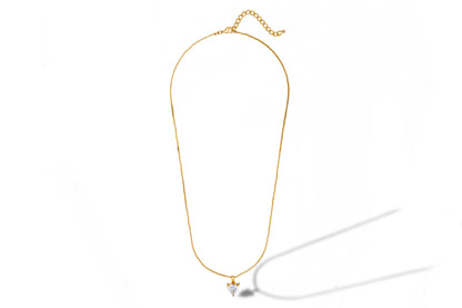 Golden Necklace with White Heart Pendant