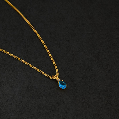 Aqua Blue Teardrop Necklace