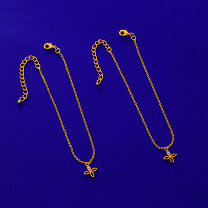 Pair of Golden Anklets with Diamonds