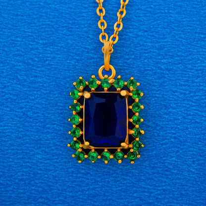 Golden Necklace with a Two Color Stone