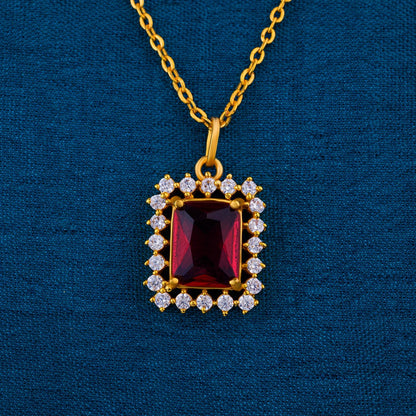 Golden Necklace with a Two Color Stone