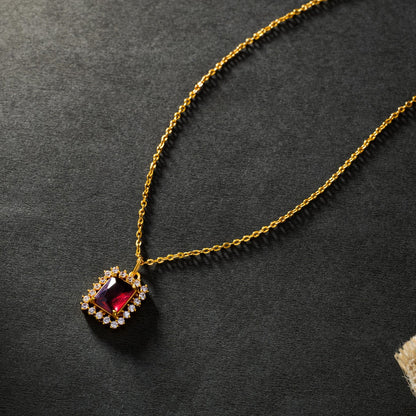 Golden Necklace with a Two Color Stone