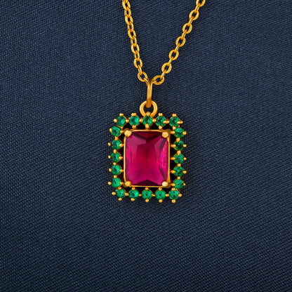 Golden Necklace with a Two Color Stone