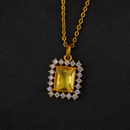 Golden Necklace with a Two Color Stone