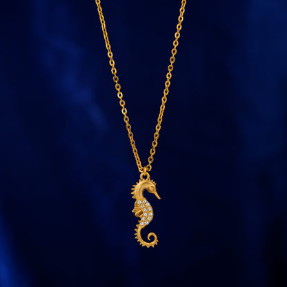 Golden Necklace with a Seahorse