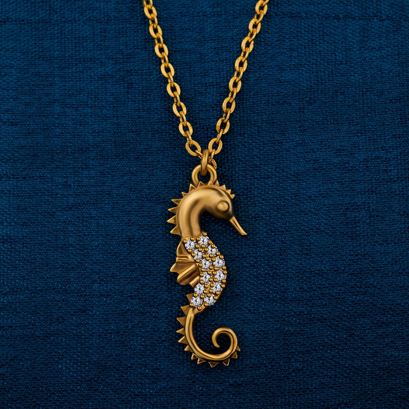 golden necklace with a seahorse