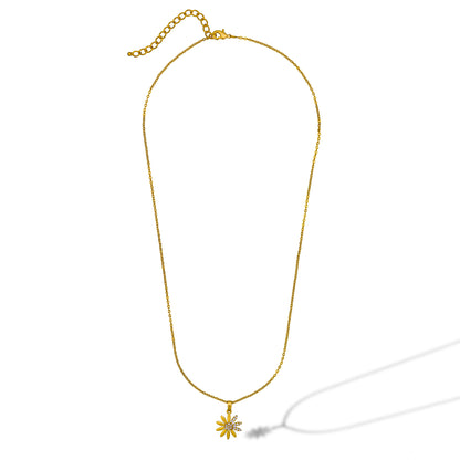 Golden Necklace with a Flower Pendant