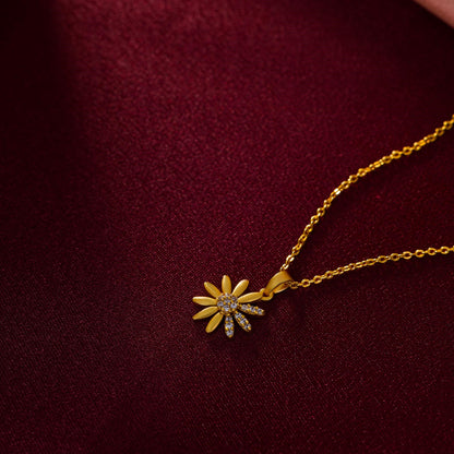 Golden Necklace with a Flower Pendant