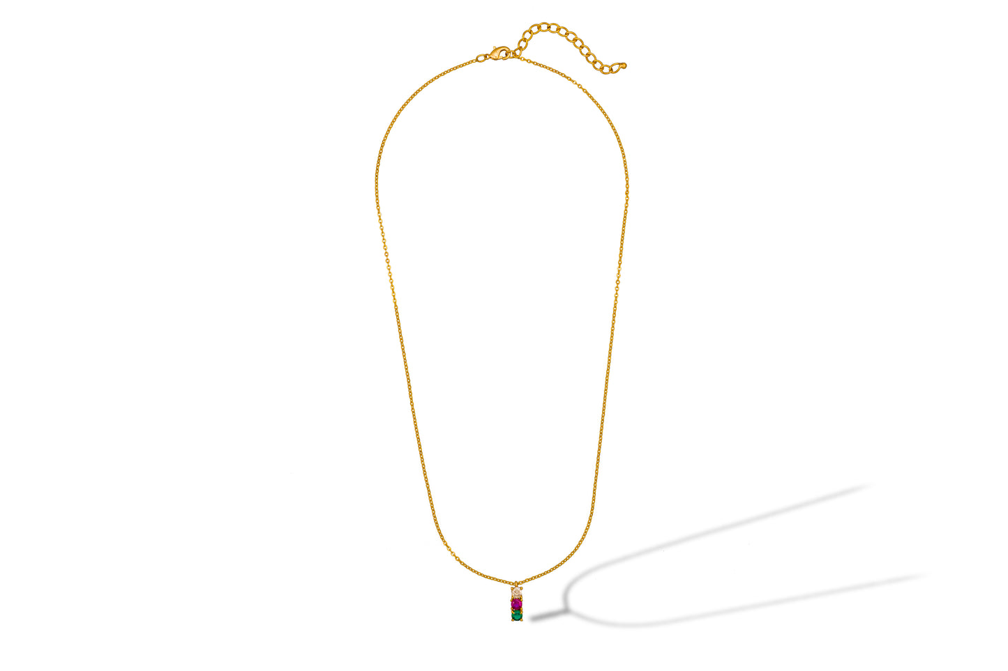 golden necklace with multicolur stones