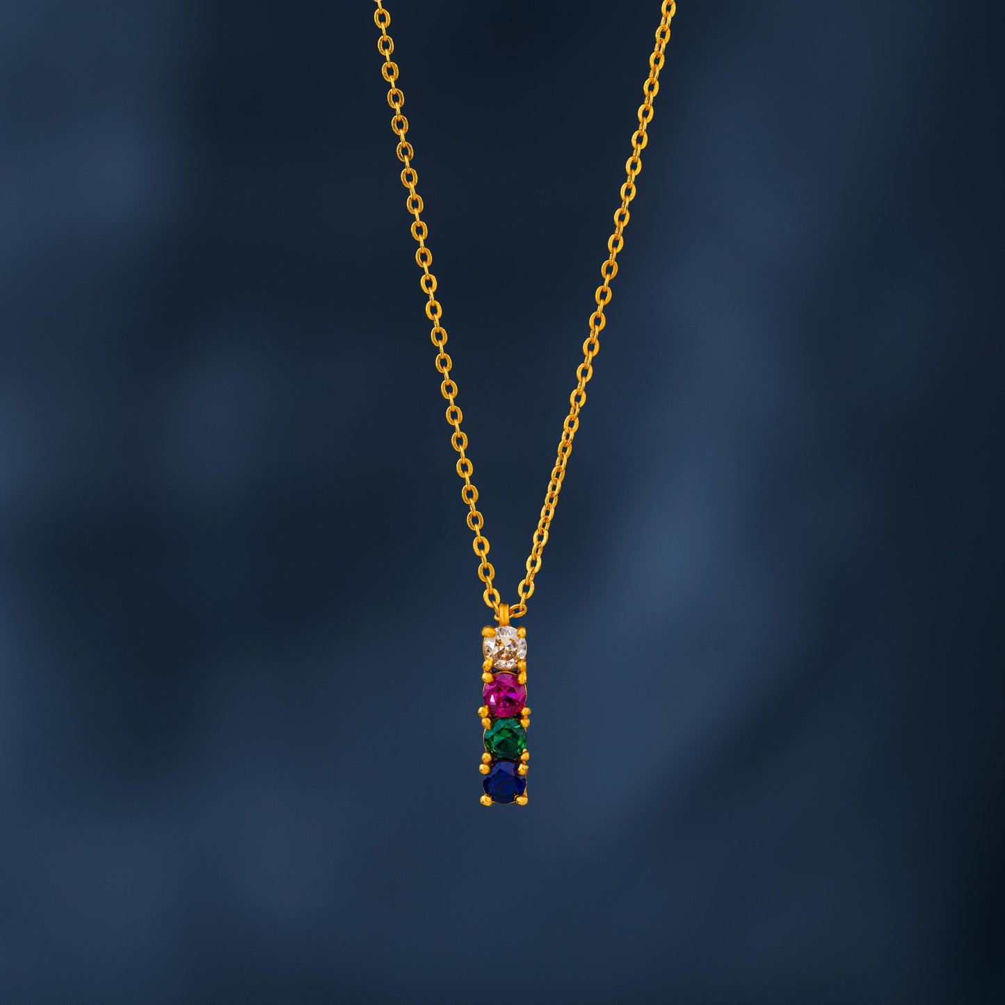 golden necklace with multicolor stones