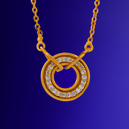 Golden Necklace with a Diamond Circle