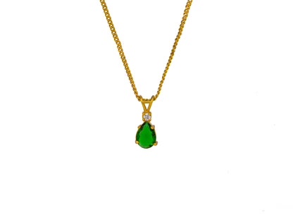 Green Teardrop Elegance Necklace