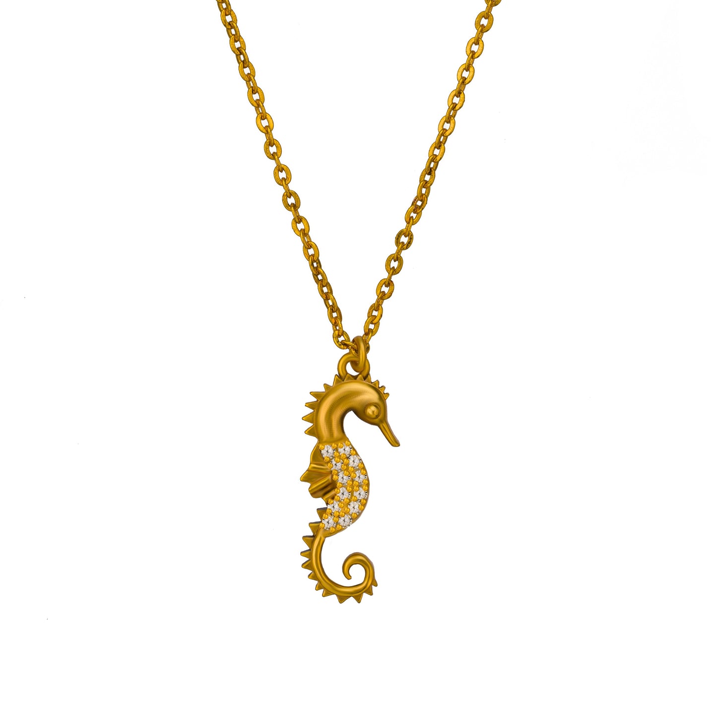 golden necklace with a seahorse