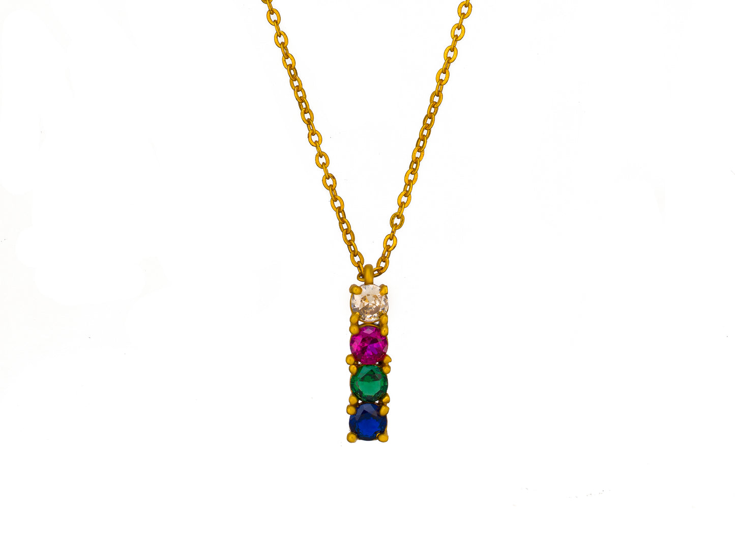 golden necklace with multicolor stones