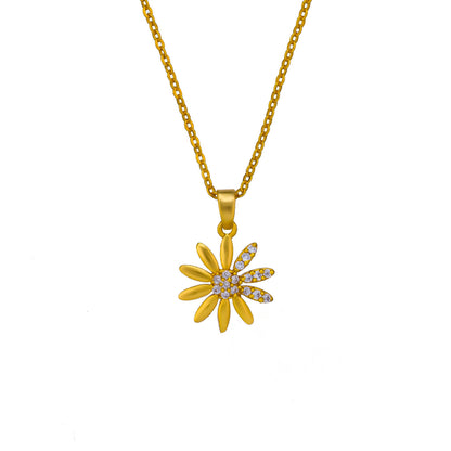 Golden Necklace with a Flower Pendant