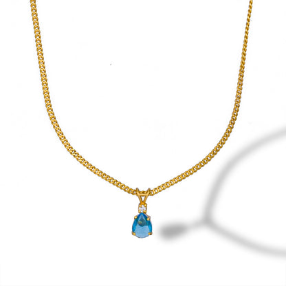 Aqua Blue Teardrop Necklace