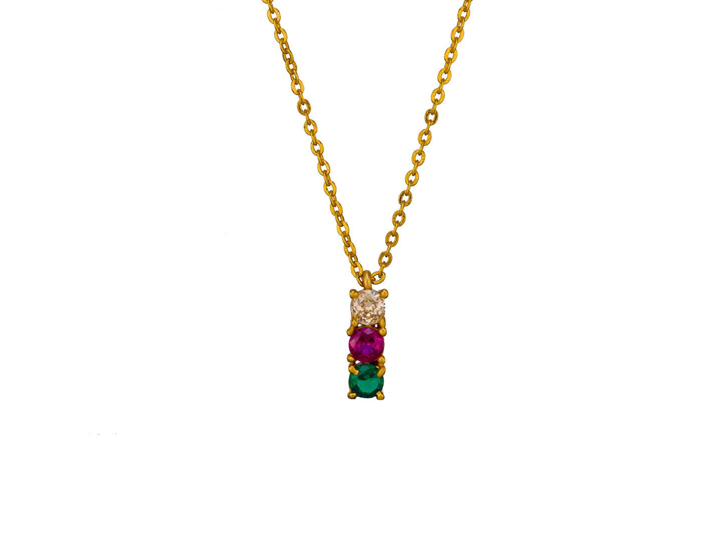 golden necklace with multicolur stones