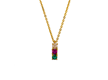 Golden Necklace with Multicolur Stones