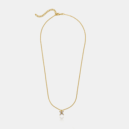 Golden Necklace with a Small White Diamond