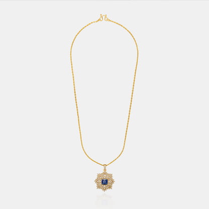 Beautiful Golden Necklace with a Captivating Stone Pendant