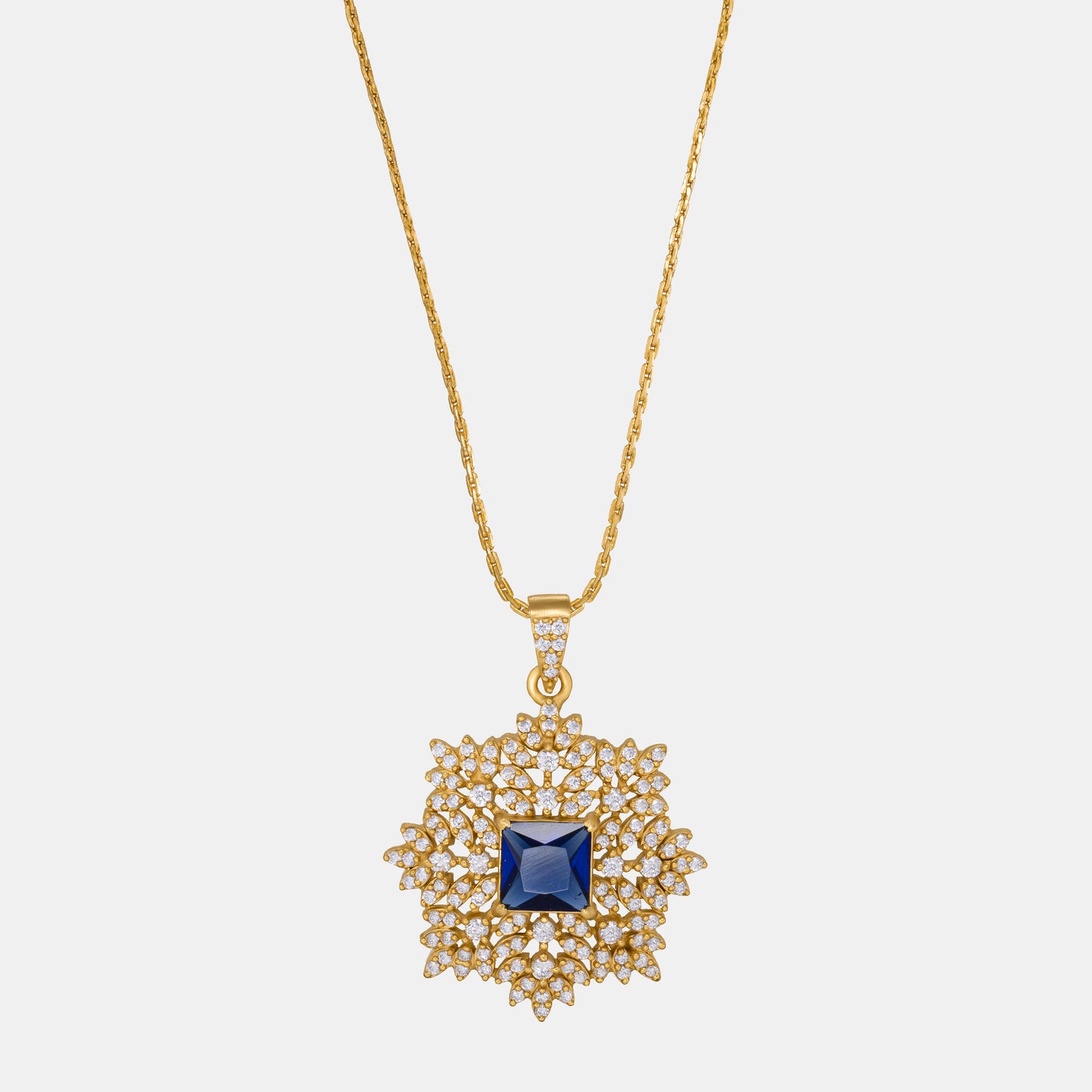 beautiful golden necklace with a captivating stone pendant