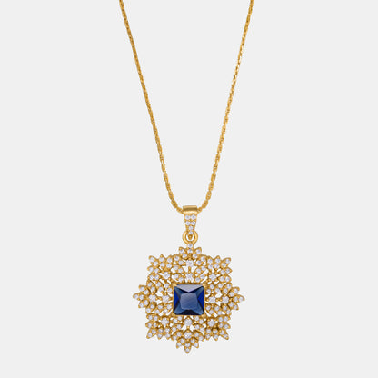 Beautiful Golden Necklace with a Captivating Stone Pendant