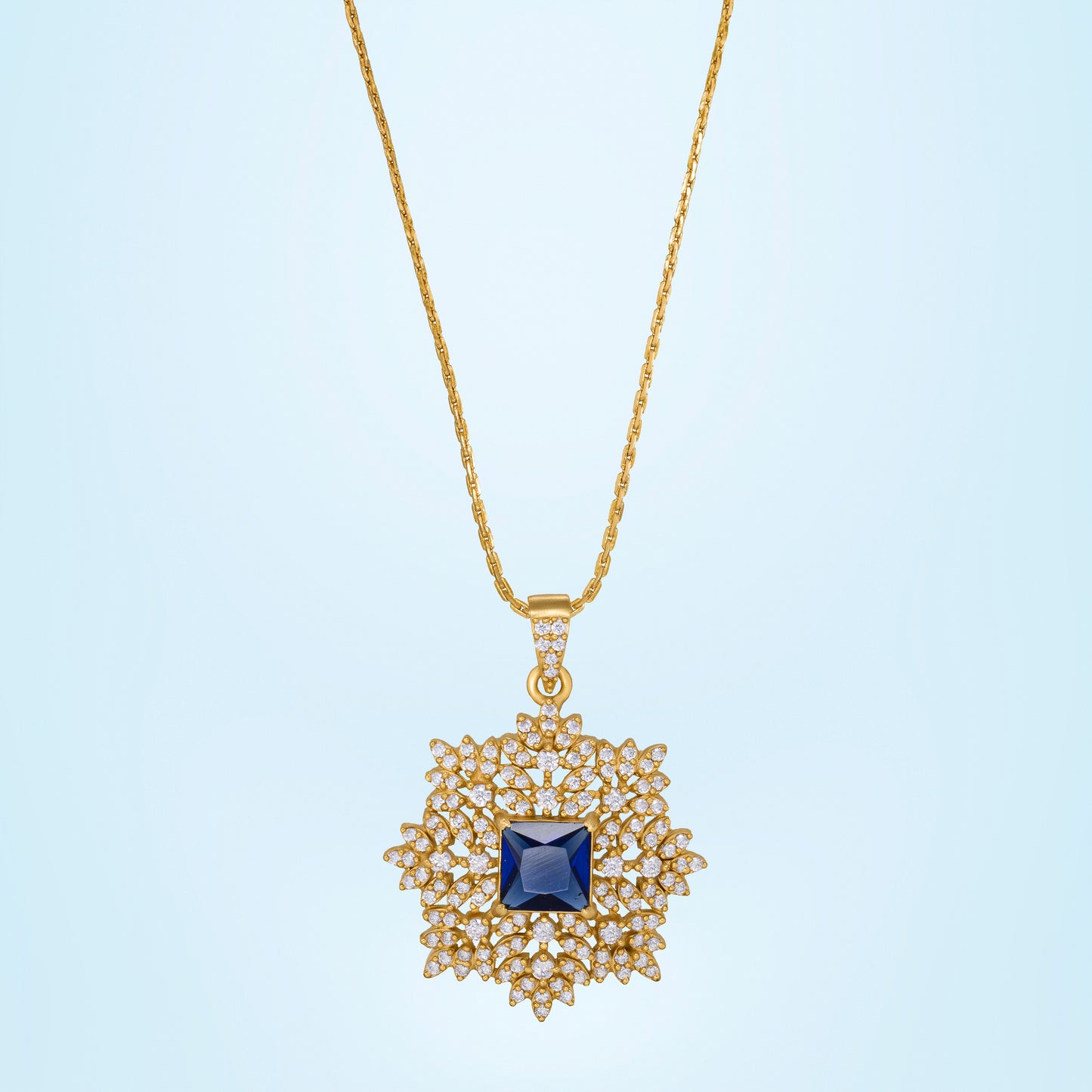 beautiful golden necklace with a captivating stone pendant