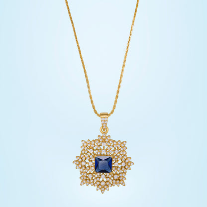 Beautiful Golden Necklace with a Captivating Stone Pendant