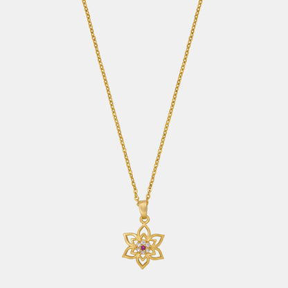 Golden Necklace with a Flower Design on it