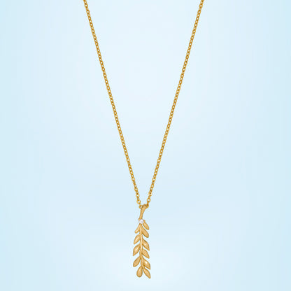 Golden Necklace with Leaf Pendant