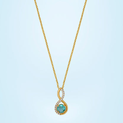 Golden Necklace with a Stone and Diamonds