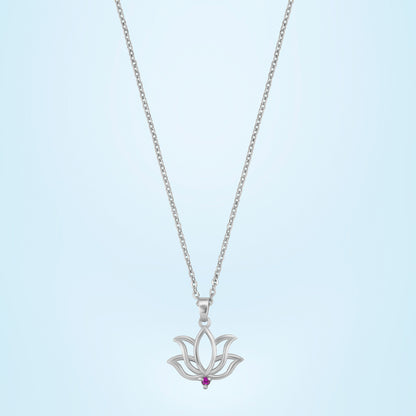 Silver Necklace with a Lotus Flower