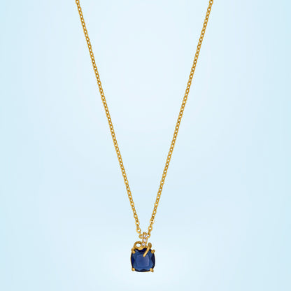 Golden Necklace with a Sapphire Stone