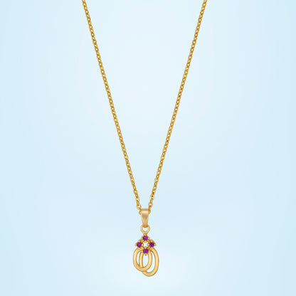 Golden Necklace with a Diamond Pendant