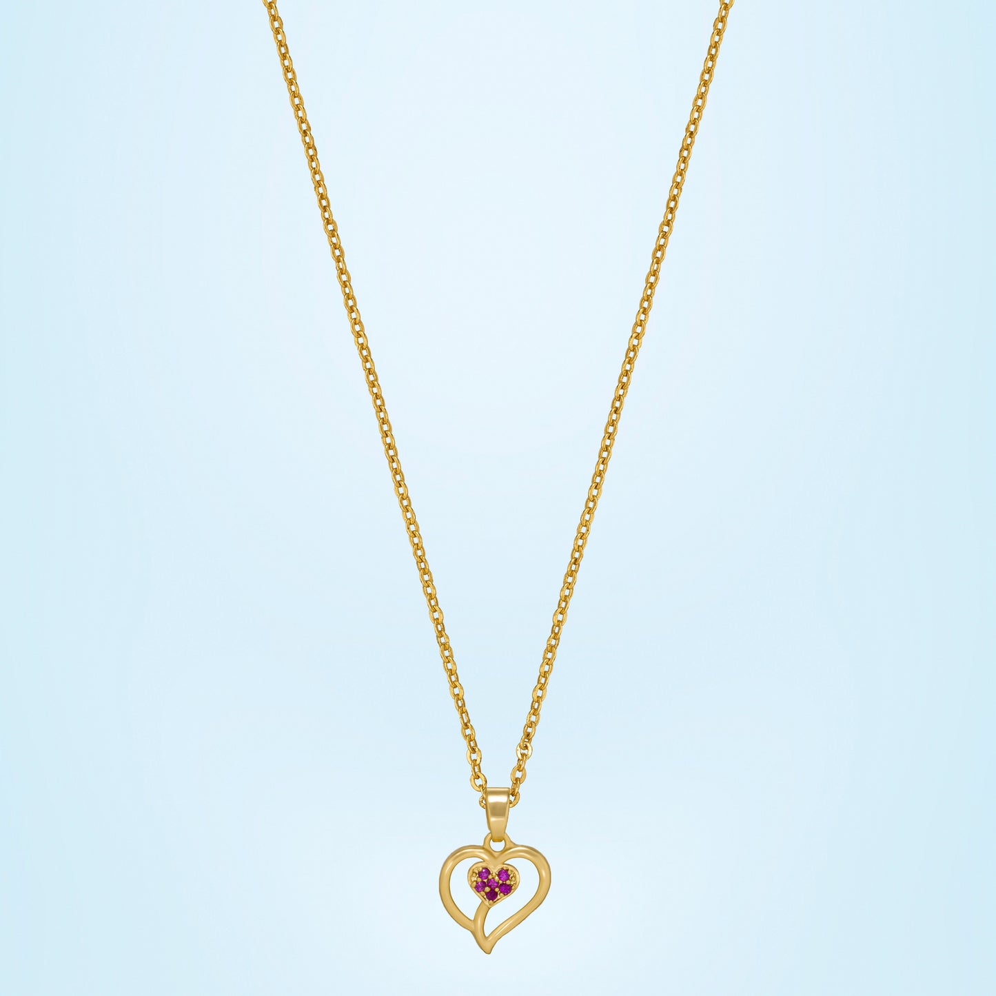 golden necklace with heart pendant