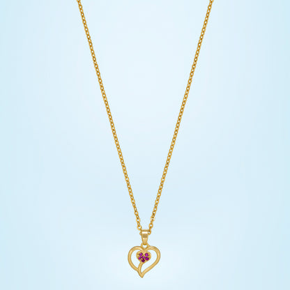 Golden Necklace with Heart Pendant