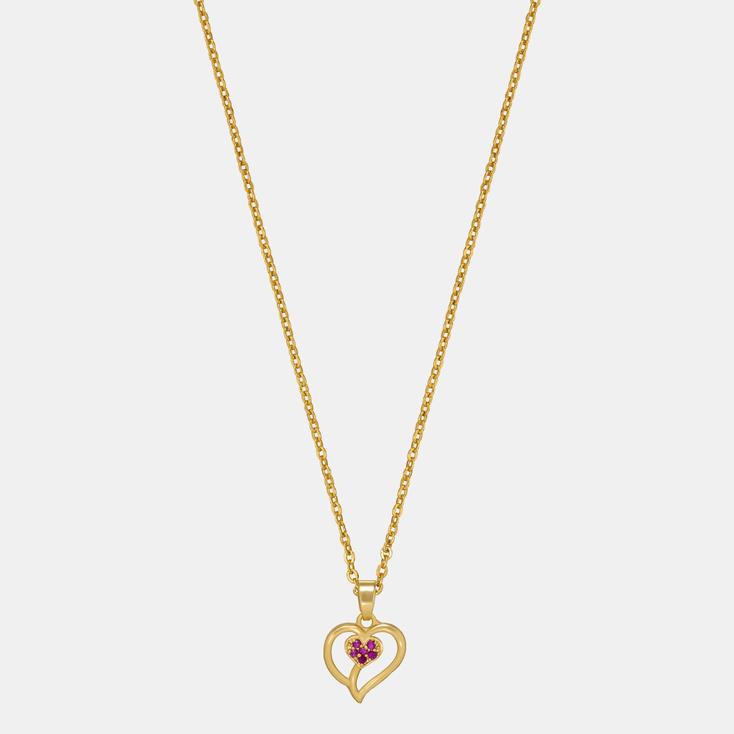 golden necklace with heart pendant