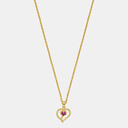 Golden Necklace with Heart Pendant