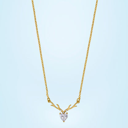 White Antler Heart Necklace