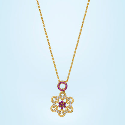 Golden Necklace with Sapphire Stones