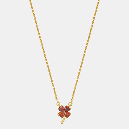 Golden Necklace Featuring a Four-Leaf Clover Pendant