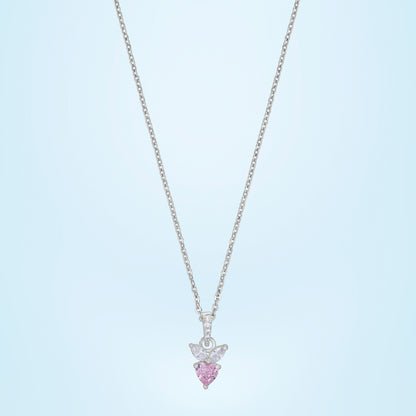 Pink Diamond Pendant on a Sleek Silver Chain