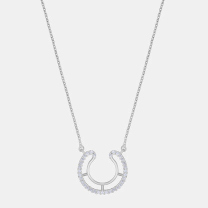 Luck with this Stunning White Silver Horseshoe Necklace