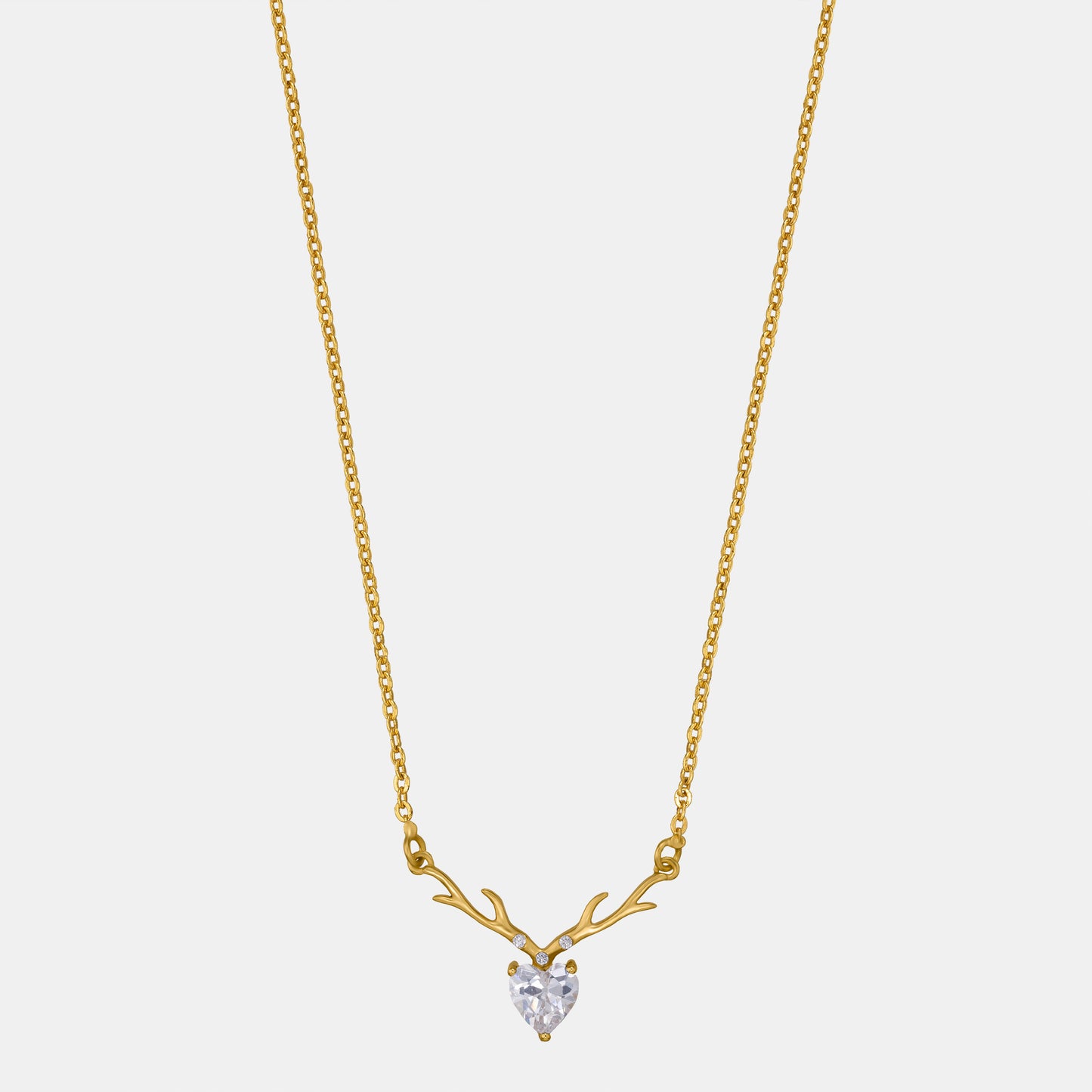 white antler heart necklace