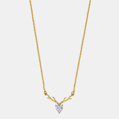 White Antler Heart Necklace